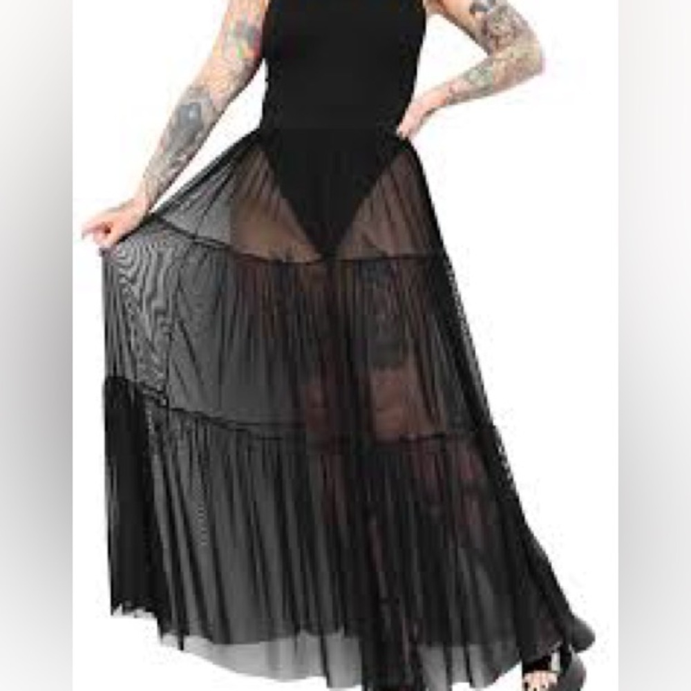 Foxblood Mesh Maxi Skirt